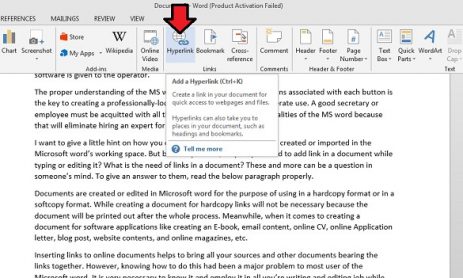 HOW TO INSERT LINKS IN A DOCUMENT USING MICROSOFT WORD