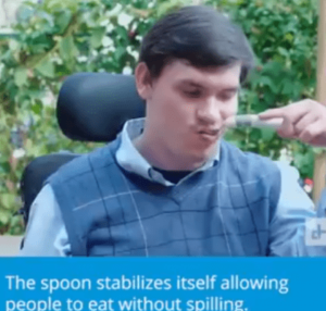 Shock-resisting Spoon for those with shaking problems