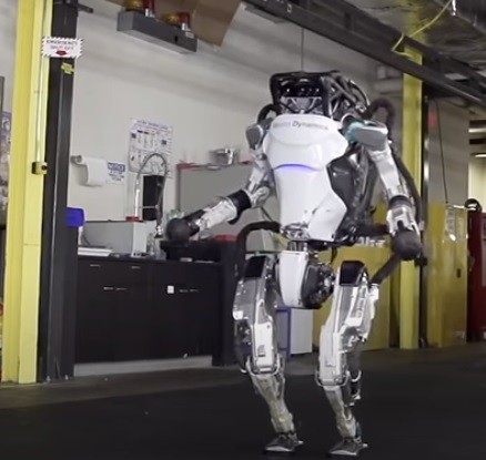 Atlas Robot - taking a back jumping action