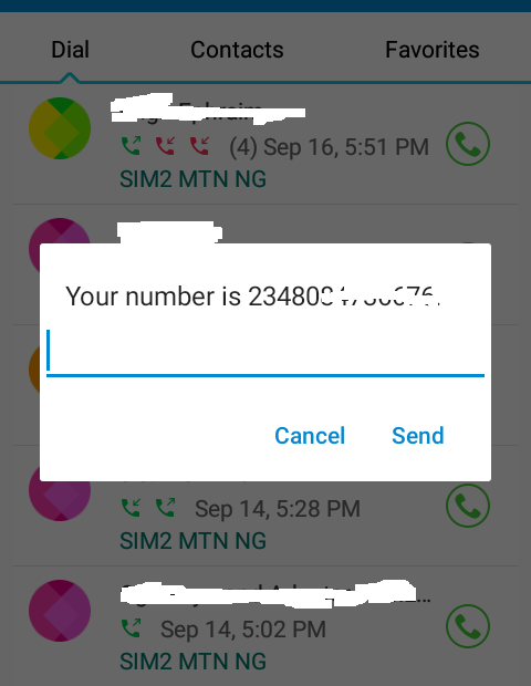 THE LAST POPUP SHOWING YOU YOUR PHONE NUMBER ON THE SCREEN