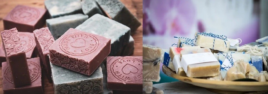 How to make a bar soap: Samples of finished and solidified Bar Soaps
