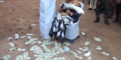 Spraying money in a ceremony